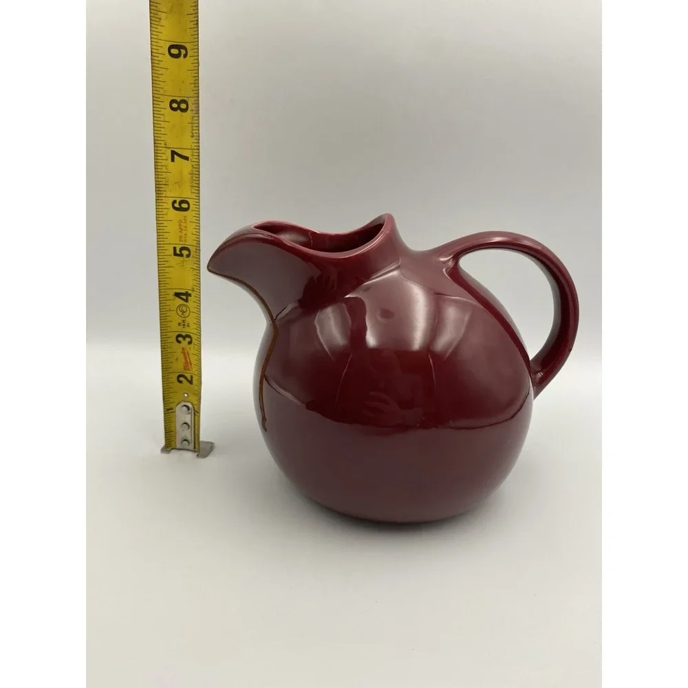 Vintage Franciscan Pottery Ball Pitcher Ice Lip Burgundy Maroon Rare Color MCM